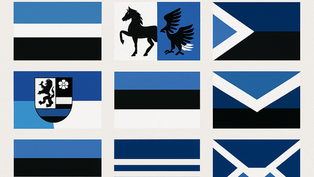 bandeira azul preta e branca