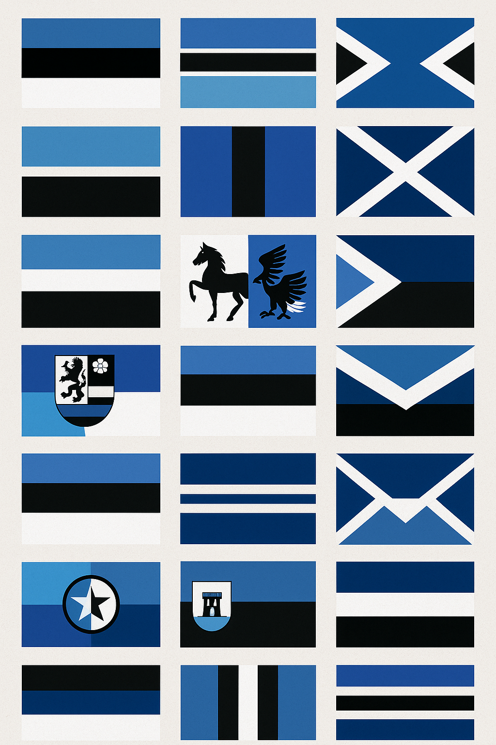 bandeira azul preta e branca